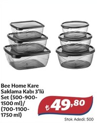 Bee Home Kare Saklama Kabı 3 lü (500 900 1500 ml)