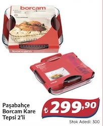 Paşabahçe Borcam Kare Tepsi 2'li