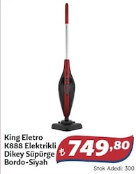 King Eletro K888 Bordo Siyah Elektrikli Dikey Süpürge