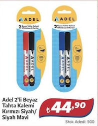 Adel Bls. Beyaz Tahta Kalemi 2'Li Kırmızı-Siyah