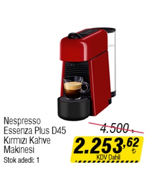 Nespresso Essenza Plus D45 Kırmızı Kahve Makinesi