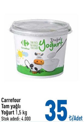 Carrefour Tam Yağlı Yoğurt 1,5 kg