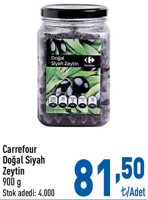 Carrefour Doğal Siyah Zeytin 900 gr