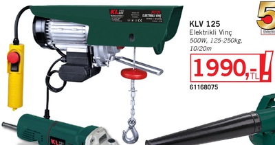 Kl Pro KLV 125 Elektrikli Vinç 500W 125-250kg