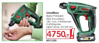 Bosch UneoMaxx 18V 2x2,5Ah Akülü Pnömatik SDS Kırıcı/Delici 