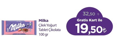 Milka Çilek Yoğurt Tablet Çikolata 100 gr