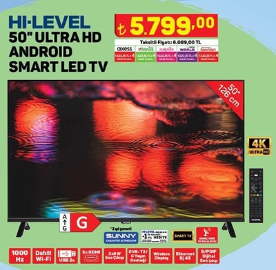 Hi-Level 50 inç Ultra HD Android Smart Led Tv