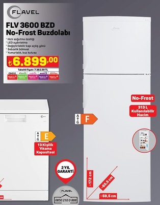 Flavel FLV 3600 BZD No-Frost Buzdolabı