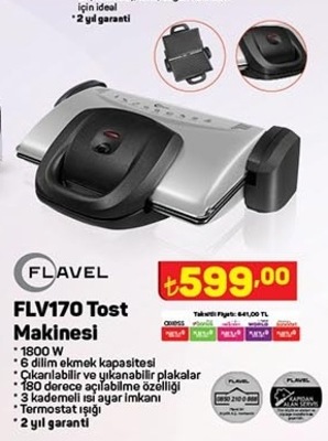 Flavel FLV170 Tost Makinesi 1800 W