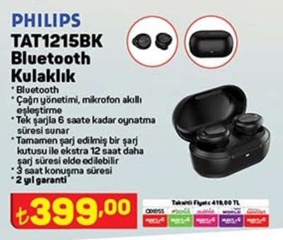 Philips TAT1215BK Bluetooth Kulaklık