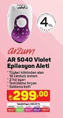 Arzum AR5040 Violet Epilasyon Aleti
