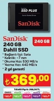 Sandisk Dahili SSD 240 GB