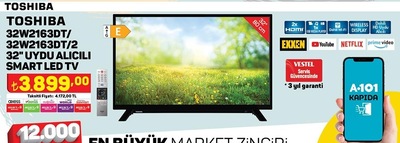 Toshiba 32W2163DT/32W2163DT/2 32 inç 82 Ekran Uydu Alıcılı Smart Led Tv 