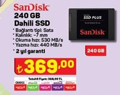 Sandisk 240 GB Dahil SSD 