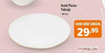 Porselen Gold Pasta Tabağı 20 cm