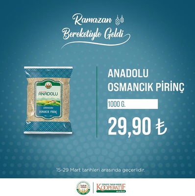 Tarım Kredi Birlik Anadolu Osmancık Pirinç 1000 g