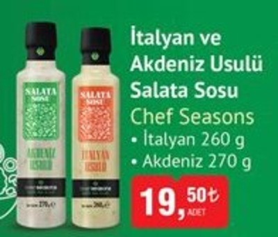 Chef Seasons İtalyan ve Akdeniz Usulü Salata Sosu 260/270 g
