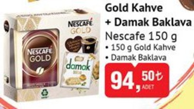 Nescafe Gold Kahve+Damak Baklava 150 gr