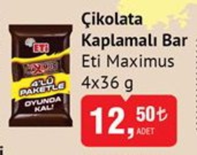 Eti Maximus Çikolata Kaplamalı Bar 4x36 gr