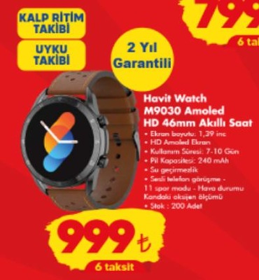 Havit Watch M9030 Amoled HD 46mm Akıllı Saat