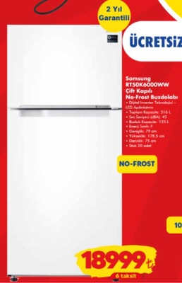 Samsung RT50K6000WW Çift Kapılı No-Frost Buzdolabı