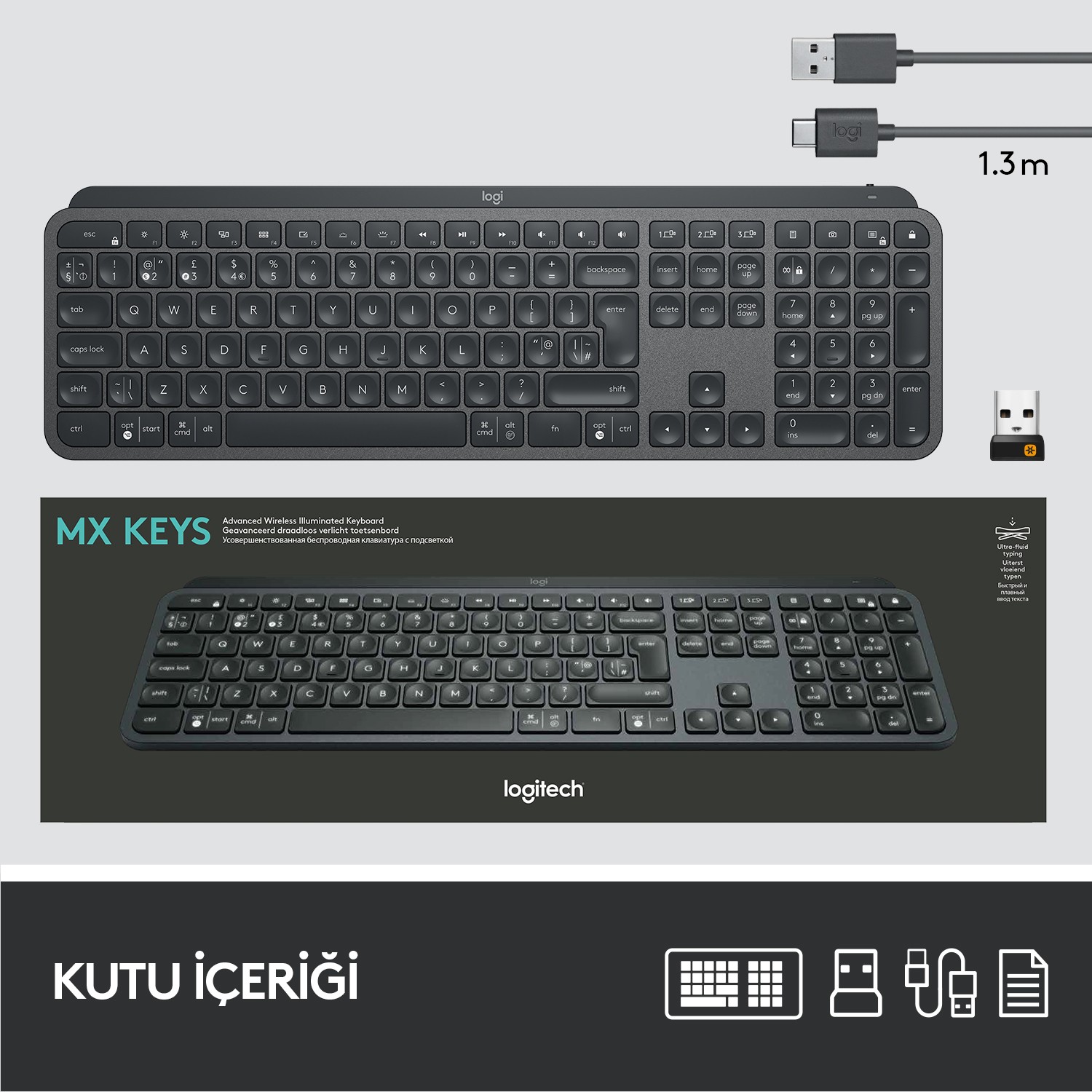 Logitech MX Keys Kutu İçeriği