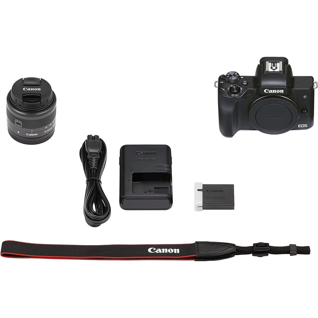 Canon EOS M50 Mark II 15-45mmSTMレンズキット Canon EOS M50 Mark II + 15-45mm Lens Aynasız Fotoğraf Makinesi