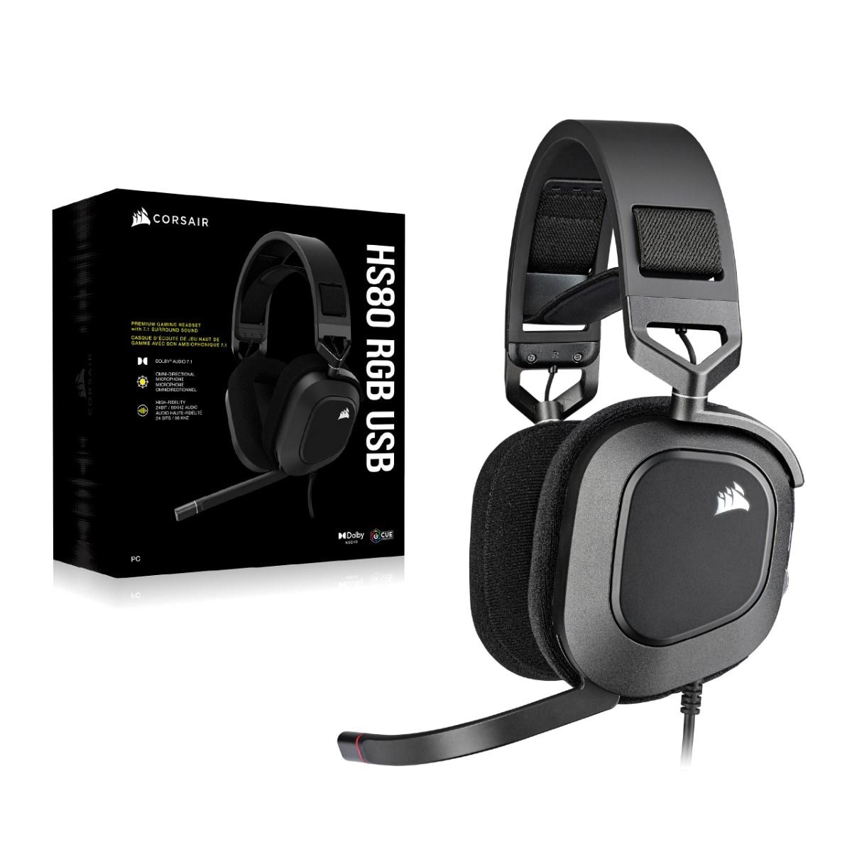 Corsair HS80 RGB USB 7.1 Kablolu Kulak Üstü Oyuncu Kulaklığı