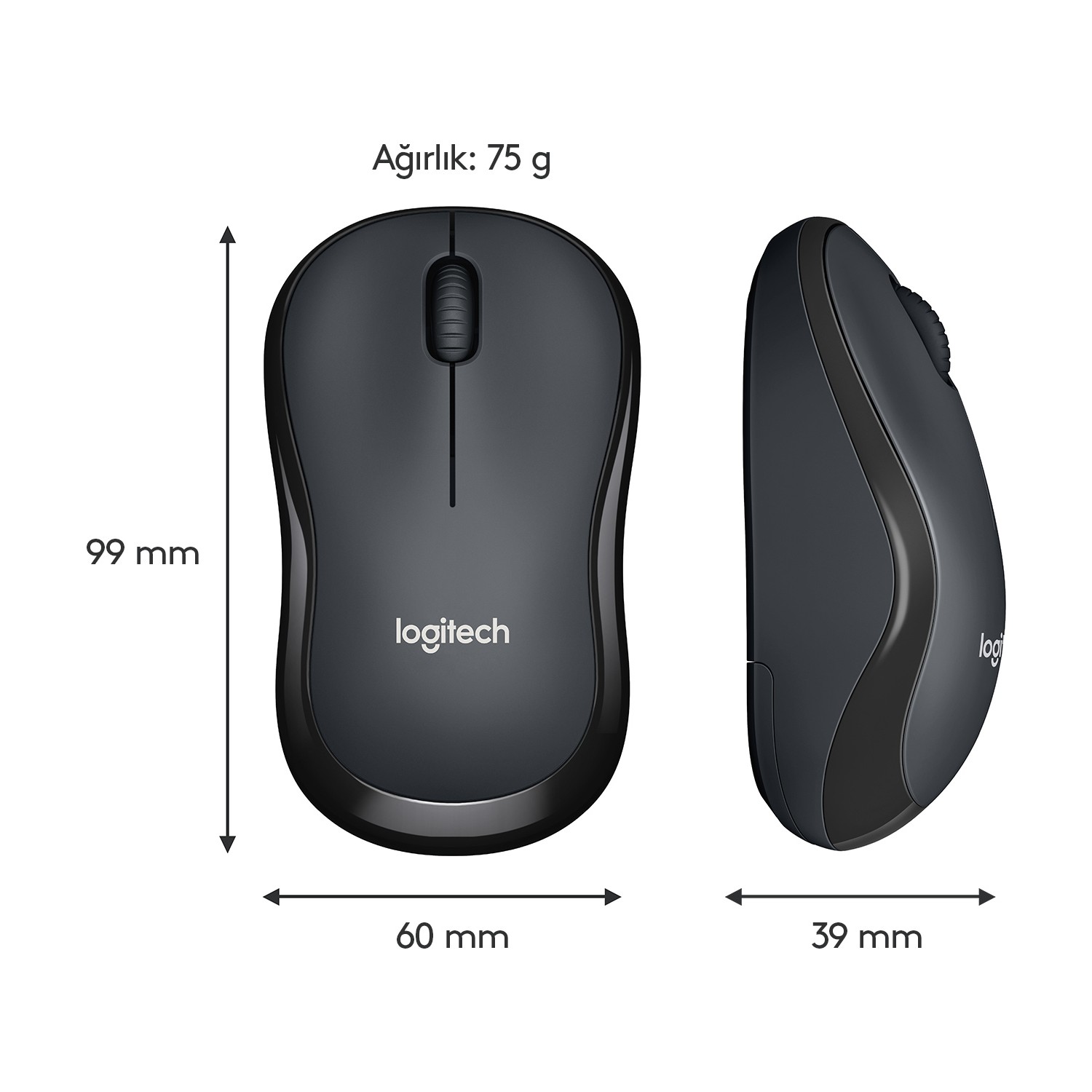 Logitech M220 Ölçüleri