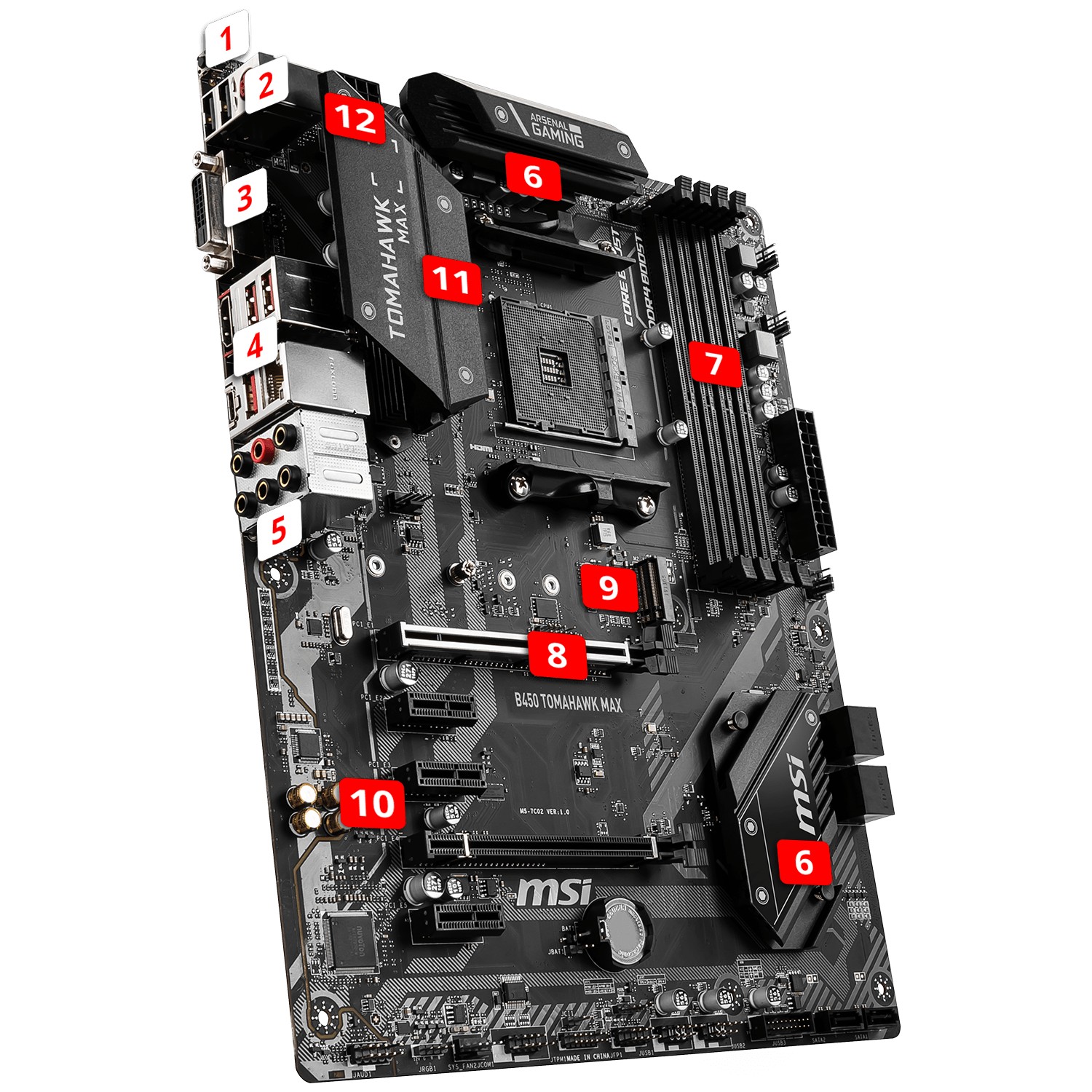 MSI B450 TOMAHAWK MAX マザーボード+5700X B450 TOMAHAWK MAX II Gaming Motherboard (AMD Ryzen 3000 3rd gen マザーボード
