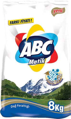 ABC Matik Dağ Ferahlığı 8 kg 53 Yıkama Beyazlar ve Renkliler için Toz Çamaşır Deterjanı