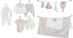 AndyWawa AC9511 Pink Flower Kız Bebek 10'lu Hastane Çıkışı Seti
