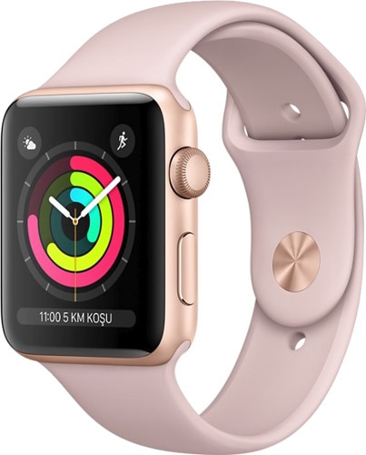 Apple Watch Series 3 GPS 38mm Altın Rengi Alüminyum Kasa ve Kum Pembesi Spor Kordon Akıllı Saat