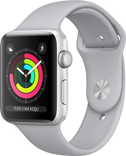 Apple Watch Series 3 GPS 38mm Gümüş Rengi Alüminyum Kasa ve Puslu Gri Spor Kordon Akıllı Saat