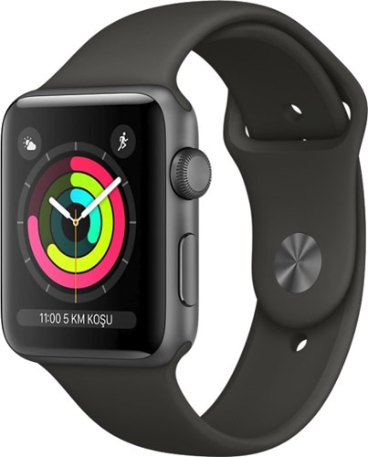 Apple Watch Series 3 GPS 38mm Uzay Grisi Alüminyum Kasa ve Siyah Spor Kordon Akıllı Saat
