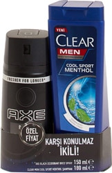 Axe Black 150 ml Deo Sprey + Clear Men Cool Sport Menthol Şampuan 180 ml