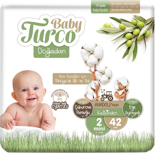 Baby Turco Doğadan 2 Numara Mini 42'li Bebek Bezi