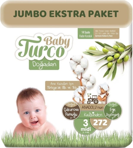 Baby Turco Doğadan 3 Numara Midi 272'li Bebek Bezi
