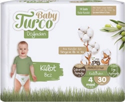 Baby Turco Doğadan 4 Numara Maxi 30'lu Külot Bez