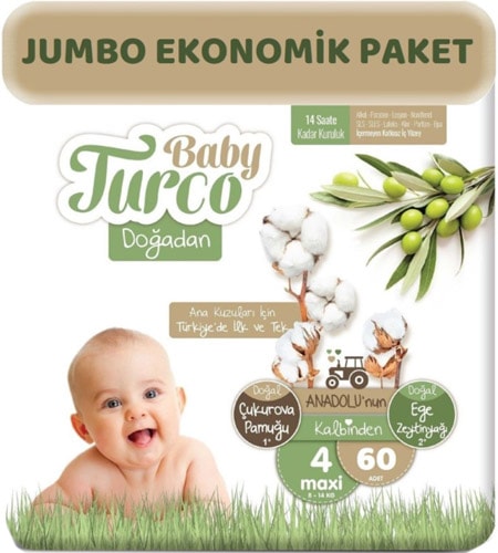 Baby Turco Doğadan 4 Numara Maxi 60'lı Bebek Bezi
