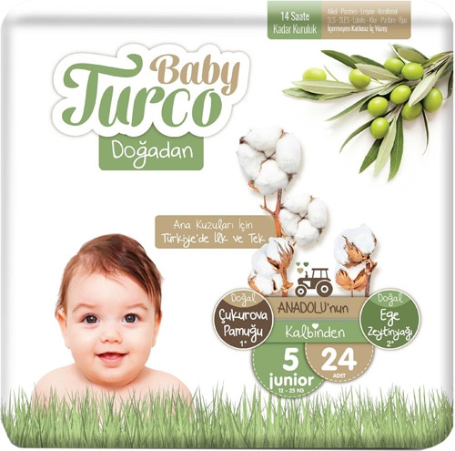 Baby Turco Doğadan 5 Numara Junior 24'lü Bebek Bezi