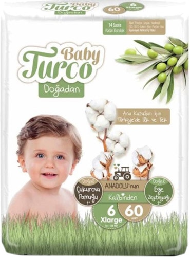 Baby Turco Doğadan 6 Numara X Large 60'lı Bebek Bezi