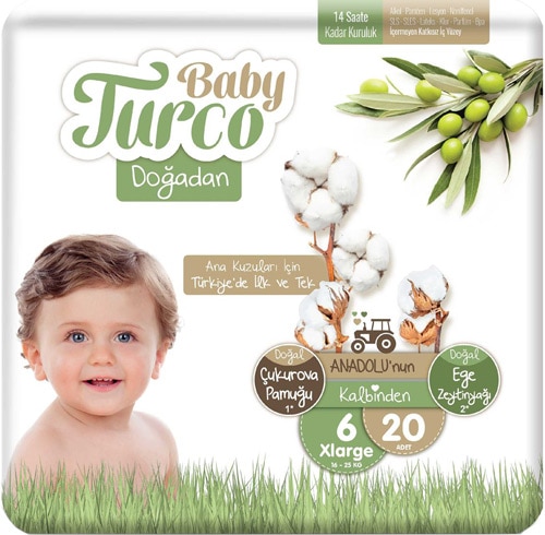 Baby Turco Doğadan 6 Numara XLarge 20'li Bebek Bezi