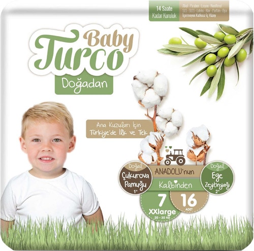 Baby Turco Doğadan 7 Numara XX Large 16'lı Bebek Bezi