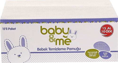 Baby&Me 60'lı 15 Paket Bebek Temizleme Pamuğu