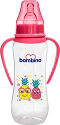 Bambino Natural PP Kulplu 250 ml Kırmızı Biberon
