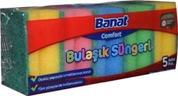 Banat Comfort Oluklu Renkli 5'li Bulaşık Süngeri