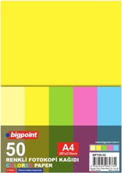 Bigpoint A4 Renkli Fotokopi Kağıdı 5 Renk 50'li Paket