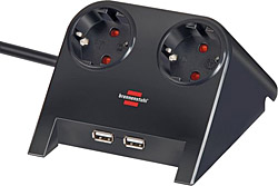 Brennenstuhl 2100 Amper 2 USB'li 2'li 1.8 m Siyah Grup Priz