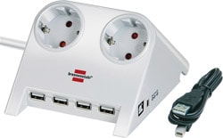Brennenstuhl 2100 Amper 4 USB'li 2'li Masaüstü Akım Korumalı Priz